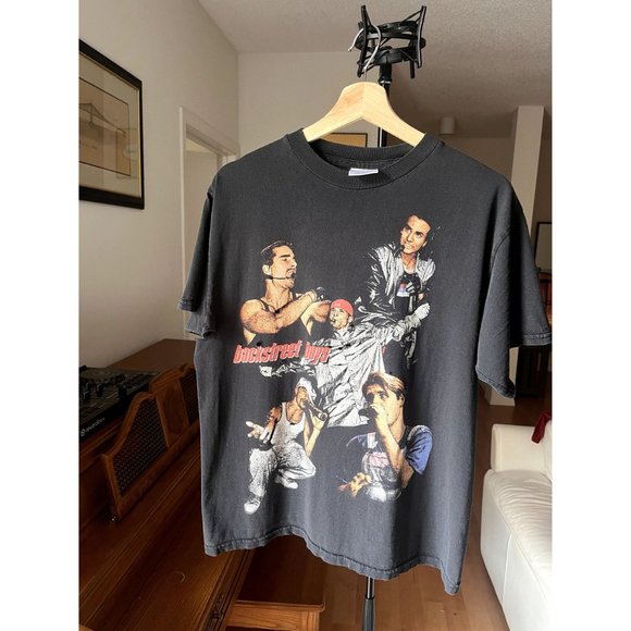 BACKSTREET BOYS VINTAGE ALL OVER PRINT CONCERT BAND BLK T SHIRT SIZE XL 90S Y2K - Picture 2 of 6
